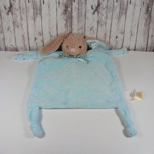 Dan Dee Bunny Rabbit Baby Lovey Rattle Blue Security Blanket Knotted Corners
